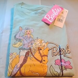 Barbie Kids Short Sleeve Shirt - Light Green with Yellow and Pink Accents
